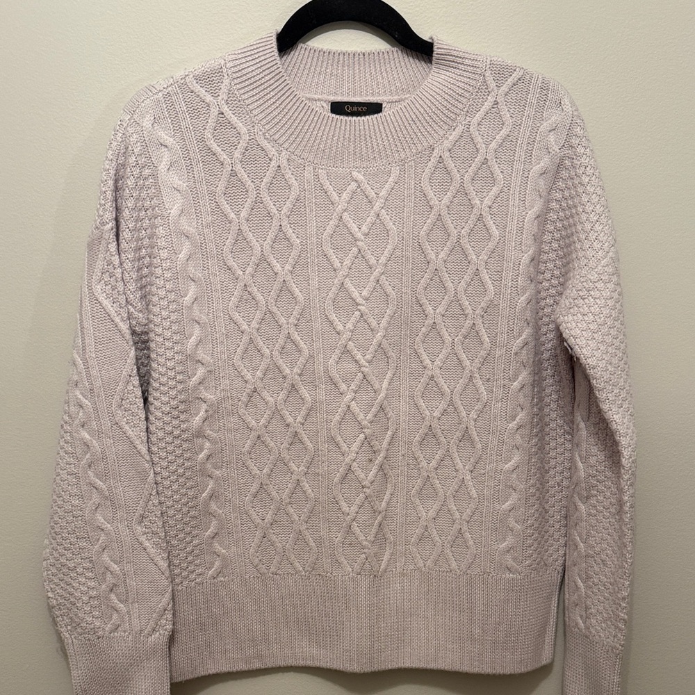 Quince Soft Cable Knit Sweater in Blush